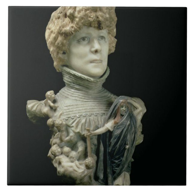 Portrait Bust of Sarah Bernhardt (1844-1923) Frenc Ceramic Tile (Front)
