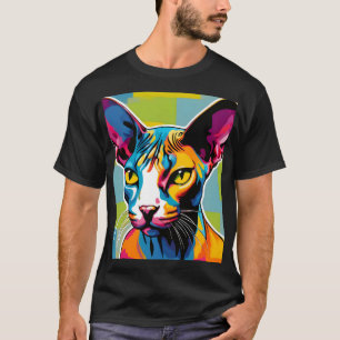 Portrait Cat Sphynx Pop Art T-Shirt