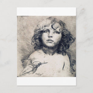 Portrait (Copper print), Alphonse Mucha Postcard