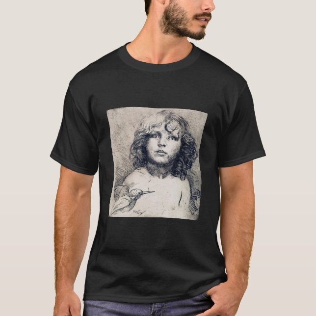 Portrait (Copper print), Alphonse Mucha T-Shirt (Front)