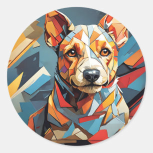 Portrait Cubist Terrier Dog Classic Round Sticker