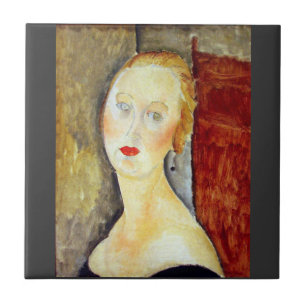 portrait de Germaine Survage by Amedeo Modigliani Tile
