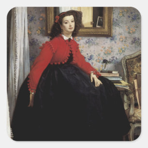 Portrait de Jeune Femme en Veste Square Sticker