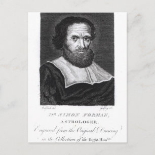 Portrait Dr Simon Forman engraved by Godfrey Postcard