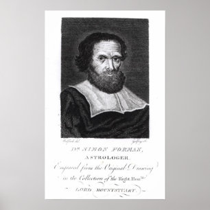 Portrait Dr Simon Forman  engraved by Godfrey Poster