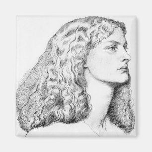 Portrait drawing of woman magnet