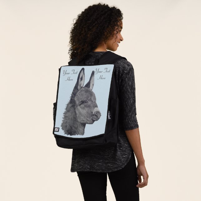 portrait drawing realist art original cute donkey backpack (Worn)