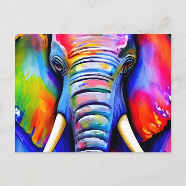 Portrait Elephant Art Postcard (Front)