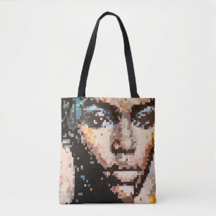 Portrait femme pixel regard intense et silencieux tote bag