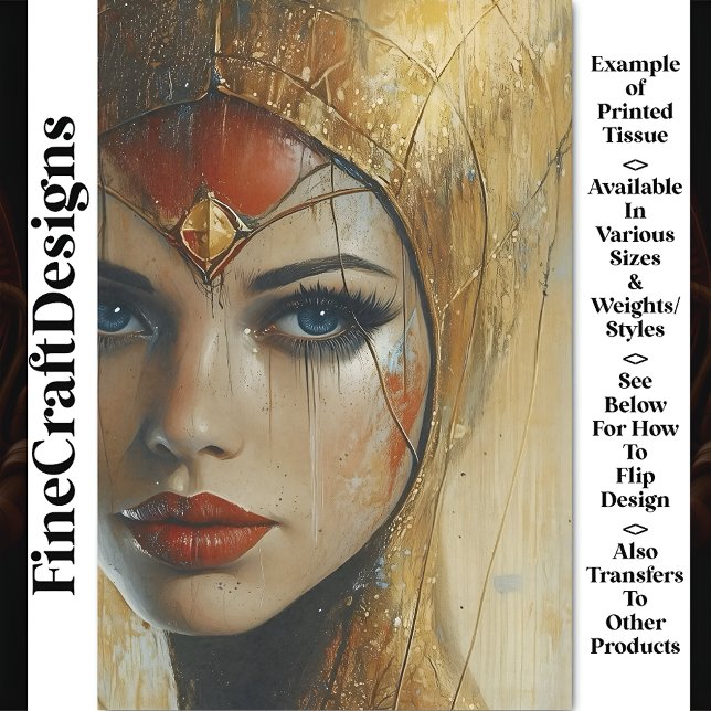 Portrait, Gold Headdress, Red Lips BV3 Decoupage Tissue Paper (Creator Uploaded)