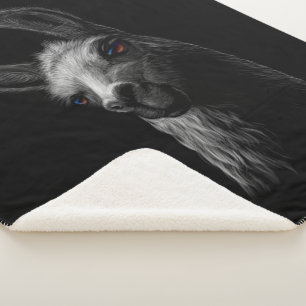 Portrait Head Cute Llama with a Black Background Sherpa Blanket
