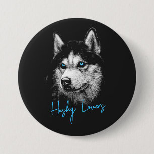 Portrait Head Siberian Husky With Blue Eyes  7.5 Cm Round Badge