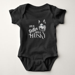 Portrait Head Siberian Husky With Blue Eyes Baby Bodysuit