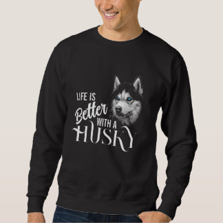 Portrait Head Siberian Husky With Blue Eyes Sweatshirt