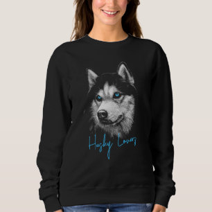 Portrait Head Siberian Husky With Blue Eyes Sweatshirt