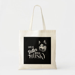 Portrait Head Siberian Husky With Blue Eyes Tote Bag