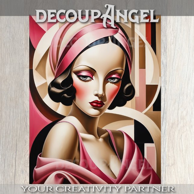 Portrait in Art Deco - Pink - Decoupage - Tissue Paper (Creator Uploaded)