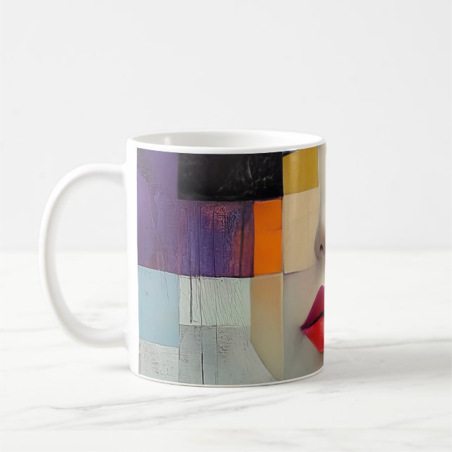 Portrait in Colour Block Surrealism  Coffee Mug (Left)