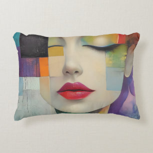 Portrait in Colour Block Surrealism Decorative Cushion