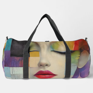 Portrait in Colour Block Surrealism Duffle Bag