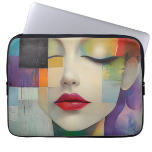 Portrait in Colour Block Surrealism Laptop Sleeve