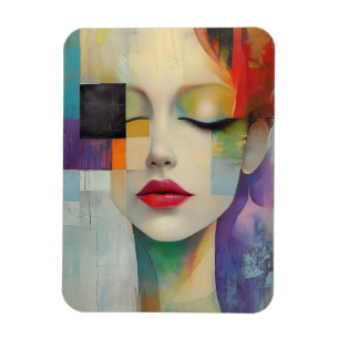 Portrait in Colour Block Surrealism  Magnet