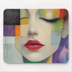 Portrait in Colour Block Surrealism Mouse Pad