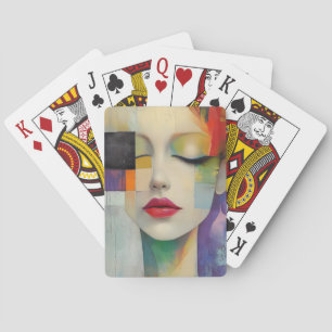 Portrait in Colour Block Surrealism  Playing Cards