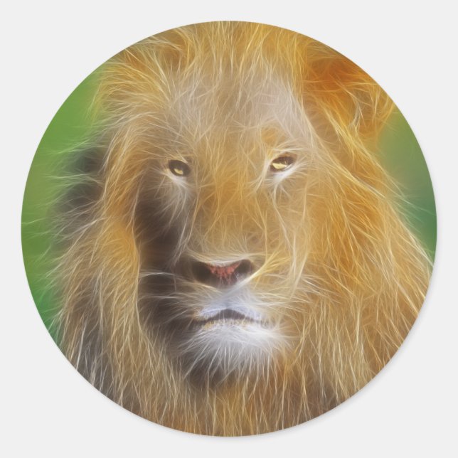 Portrait lion classic round sticker (Front)