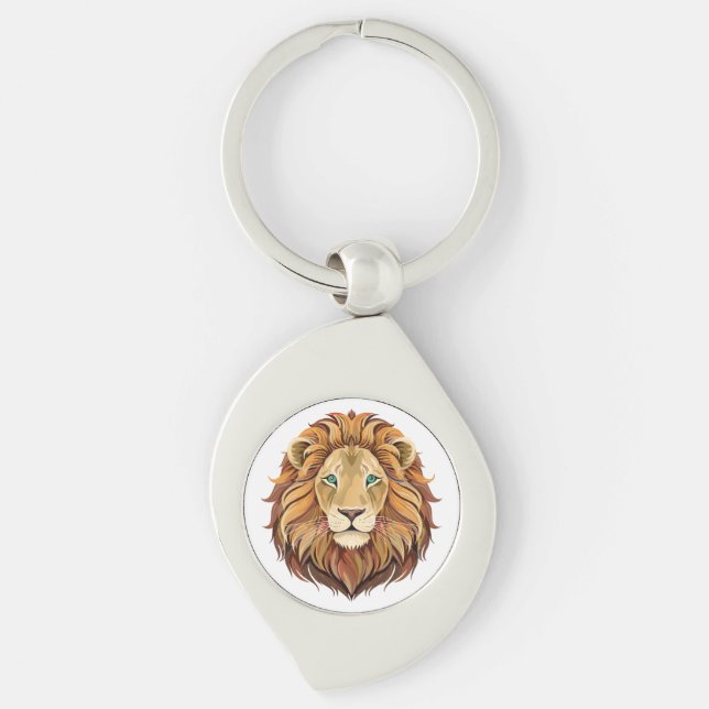 Portrait lion head front view key ring (Front)