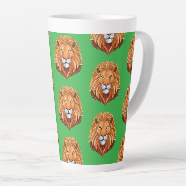 Portrait lion head front view latte mug (Right Angle)