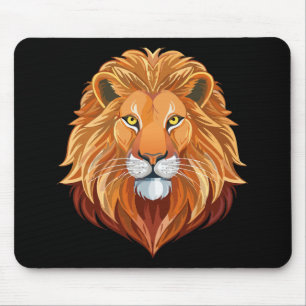 Portrait lion head front view mouse pad