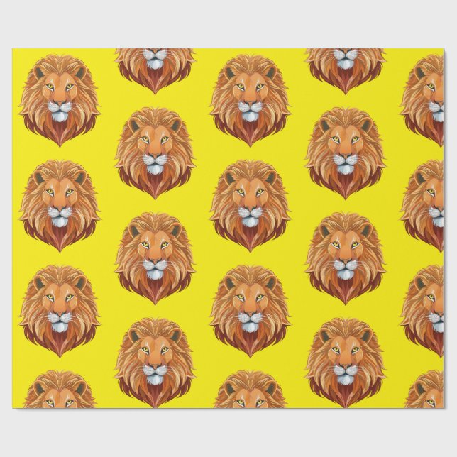 Portrait lion head front view wrapping paper (Flat)