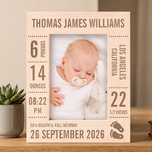Portrait Newborn Picture Frame Birth Stats 5x7