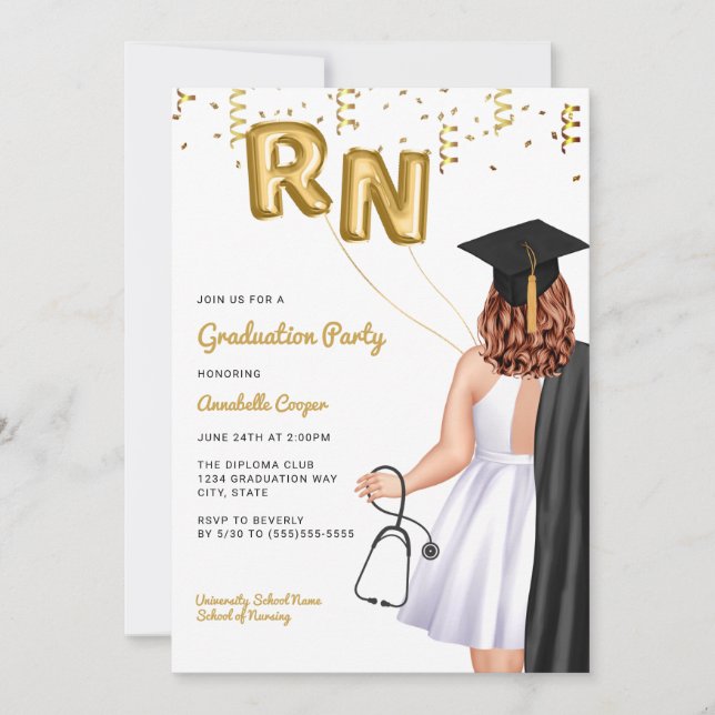 Portrait Nursing School Graduation Party Invitation (Front)