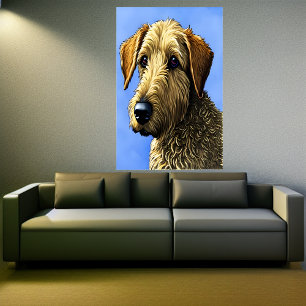 Portrait of a Airedale Terrier   AI Art  Poster