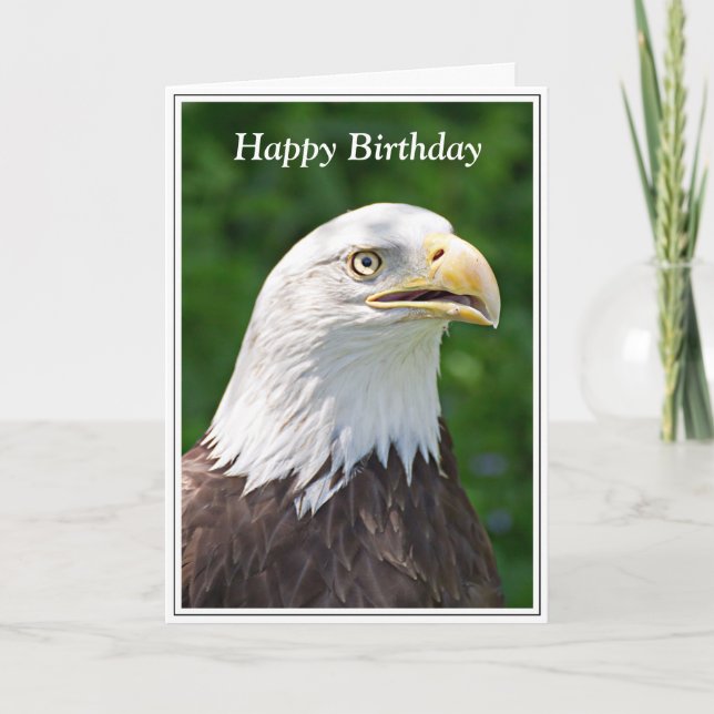 Portrait of a Bald Eagle Happy Birthday Card (Front)