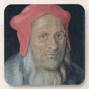 Portrait of a Bearded Man in a Red Hat, 1520 (oil Coaster