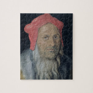 Portrait of a Bearded Man in a Red Hat, 1520 (oil Jigsaw Puzzle