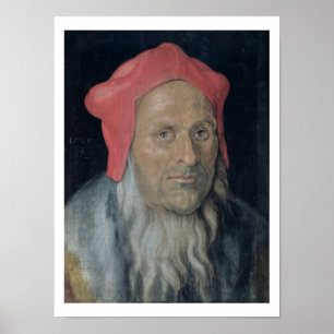 Portrait of a Bearded Man in a Red Hat, 1520 (oil Poster