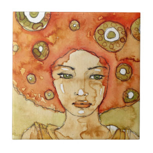 Portrait of a beautiful girl ceramic tile