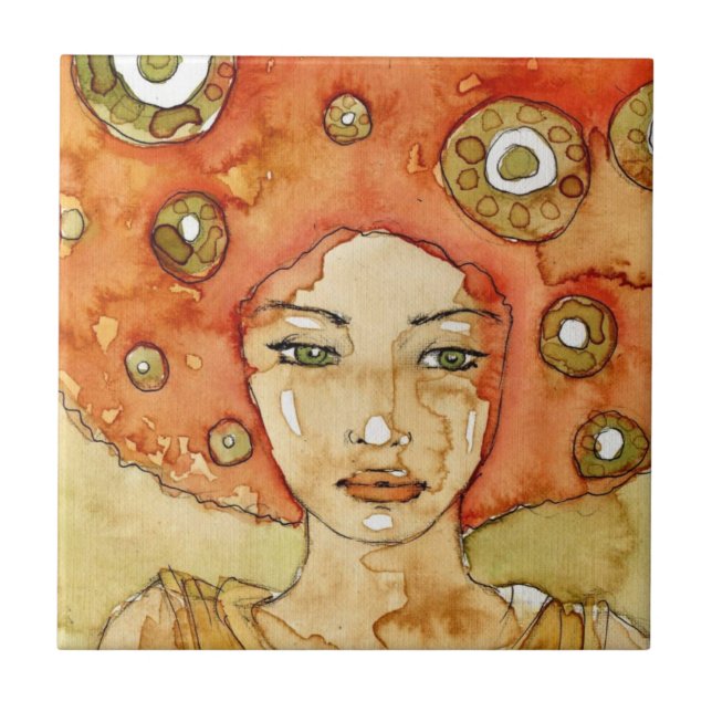 Portrait of a beautiful girl ceramic tile (Front)