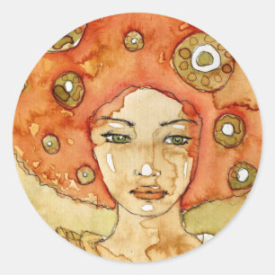 Portrait of a beautiful girl classic round sticker