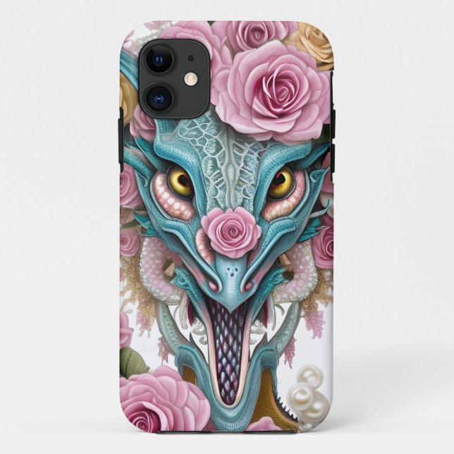 Portrait of a beautiful whimsical pink dragon head Case-Mate iPhone case (Back)