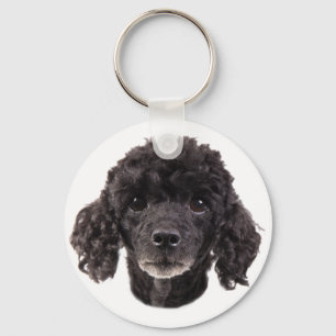 Portrait of a black poodle key ring