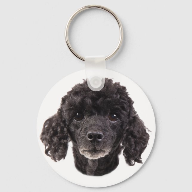 Portrait of a black poodle key ring (Front)