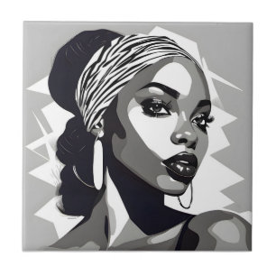 Portrait of a black Women Ceramic Tile