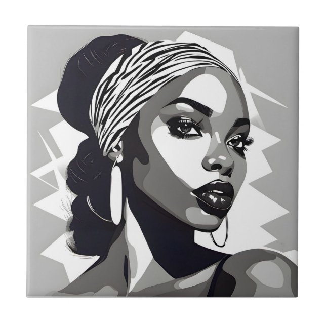 Portrait of a black Women Ceramic Tile (Front)