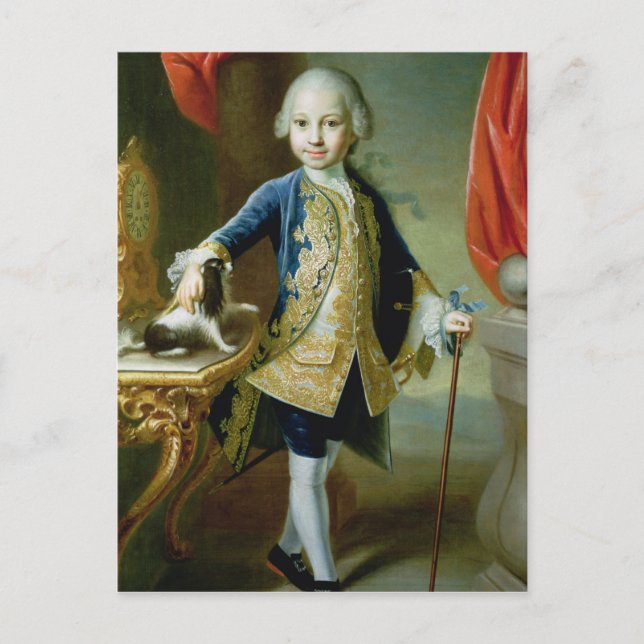 Portrait of a Boy with Pet Spaniel, 18th century Postcard (Front)