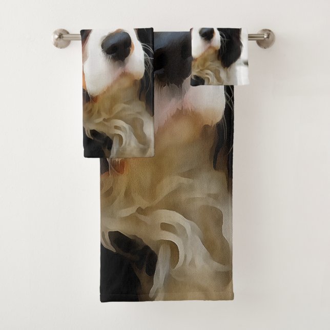 Portrait Of A Cavalier King Charles Spaniel Bath Towel Set (Insitu)